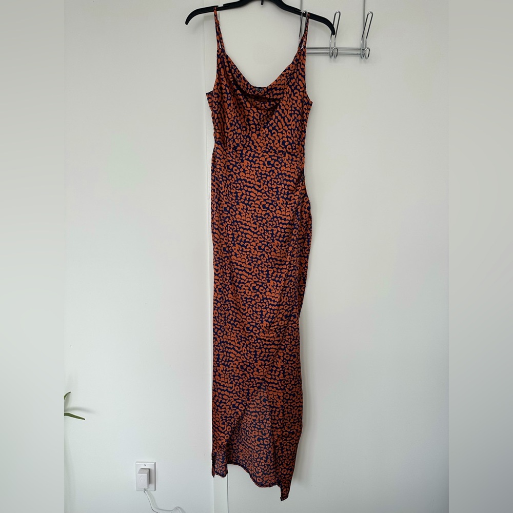 Nasty Gal Cheetah Maxi Dress With Cowl Neckline, Size 4